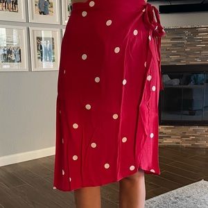 LOFT Wrap Polka Dot Skirt